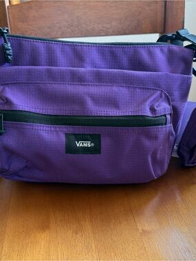 Vans Purple Crossbody Bag with Front Zip Pocket with bag accessorie